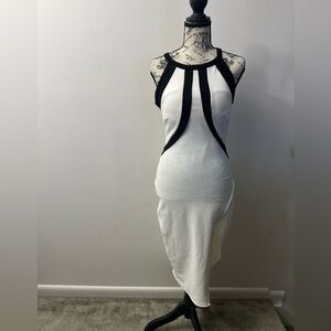 Black and White Asymmetrical Bodycon Dress